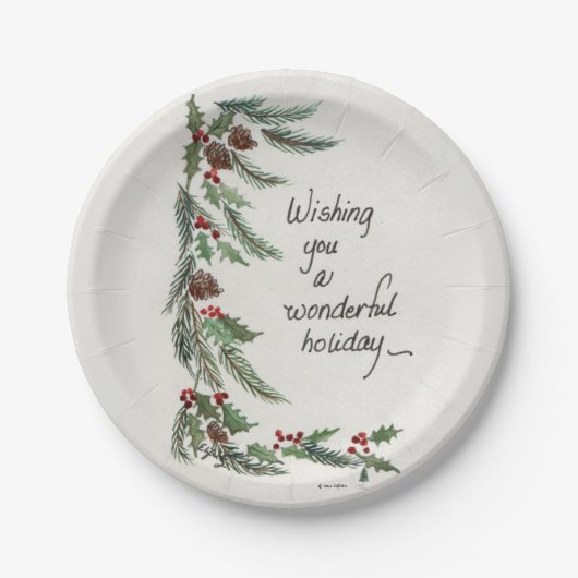 "Wonderful Holiday" Wish Green Garland grens Papieren Bordje (Voorkant)