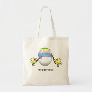 Wonderful kuikens die een kleurrijke paasei schild tote bag