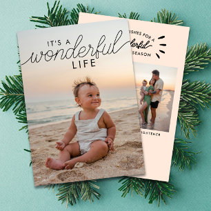 Wonderful Life 3 Foto Beachy Kerstmis Feestdagenkaart