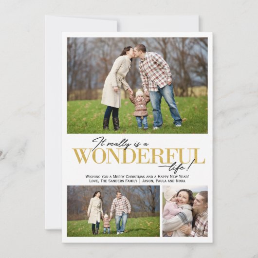 Wonderful Life 3 PH gouden letters | Feestdagenkaart (Voorkant)