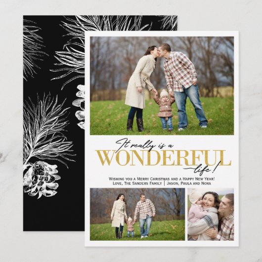Wonderful Life 3 PH gouden letters | Feestdagenkaart (Voorkant / Achterkant)