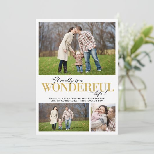 Wonderful Life 3 PH gouden letters | Feestdagenkaart (Staand voorkant)