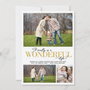 Wonderful Life 3 PH gouden letters Feestdagenkaart