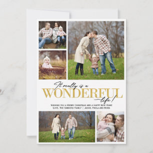 Wonderful Life 5 PH gouden letters Feestdagenkaart