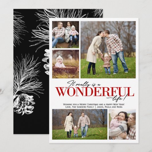 Wonderful Life 5 PH rode letters | Feestdagenkaart (Voorkant / Achterkant)