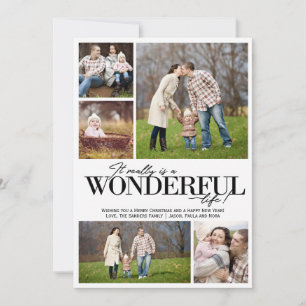 Wonderful Life 5 PH zwarte letters Feestdagenkaart
