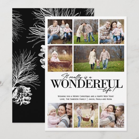 Wonderful Life 8 PH zwarte letters | Feestdagenkaart (Voorkant / Achterkant)