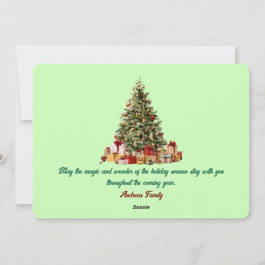 Wonderful Life Three Photo Green Christmas  Feestdagenkaart (Achterkant)