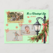 Wonderful life three photo green Christmas  Feestdagenkaart (Voorkant)
