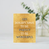 Wonderful Life Typografie Goud Briefkaart (Staand voorkant)
