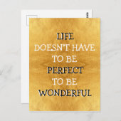 Wonderful Life Typografie Goud Briefkaart (Voorkant / Achterkant)