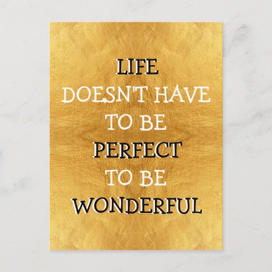 Wonderful Life Typografie Goud Briefkaart (Voorkant)