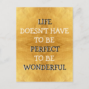 Wonderful Life Typography Goud Briefkaart