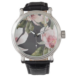 Wonderful magnolia flowers and birds Horloge