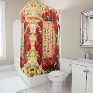 Wonderful Moeder Rode Rozen Douchem Curtain Douchegordijn