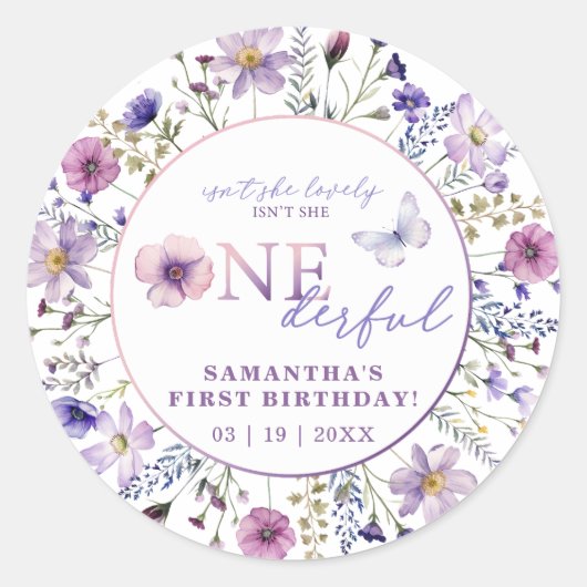 Wonderful ONEderful 1e verjaardagsfeeststicker Ronde Sticker (Voorkant)