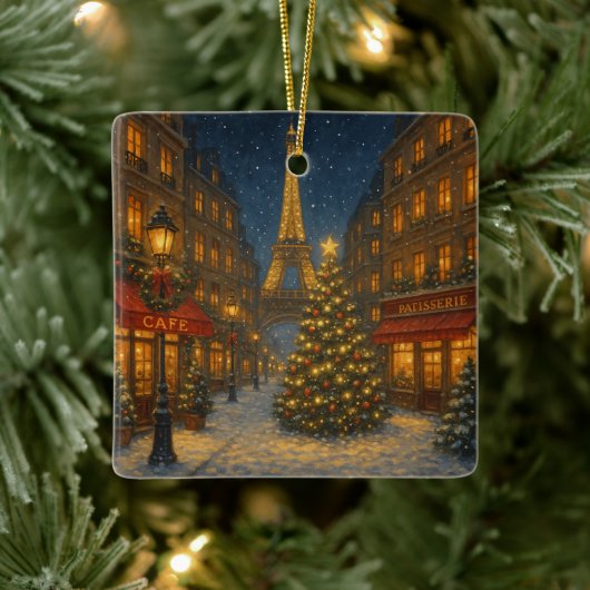 Wonderful Paris Christmas streets Keramisch Ornament (Boom)