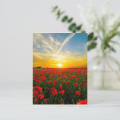 Wonderful Poppy Field Sunset Horizon Briefkaart (Staand voorkant)