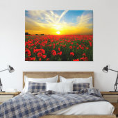 Wonderful Poppy Field Sunset Horizon Canvas Afdruk (Insitu (Slaapkamer))