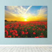 Wonderful Poppy Field Sunset Horizon Canvas Afdruk (Insitu (Houten vloer))