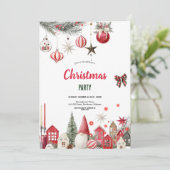 WONDERFUL RED AND GREEN CHRISTMAS PARTY INVITATION KAART (Staand voorkant)