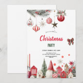 WONDERFUL RED AND GREEN CHRISTMAS PARTY INVITATION KAART (Voorkant / Achterkant)