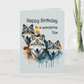 Wonderful Son Verjaardag - Wolf en Pack Quote Kaart (Voorkant)
