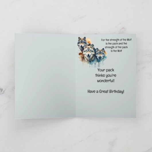 Wonderful Son Verjaardag - Wolf en Pack Quote Kaart (Binnen)