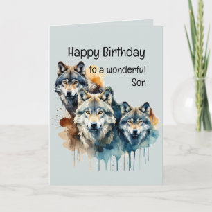 Wonderful Son Verjaardag - Wolf en Pack Quote Kaart