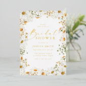 Wonderful Spring Floral Bridal Shower Gold Folie Uitnodiging (Staand Voorkant)