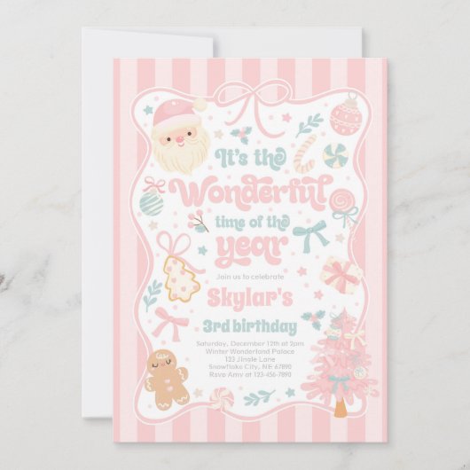 Wonderful Time Of The Year Christmas Bow Birthday Kaart (Voorkant)