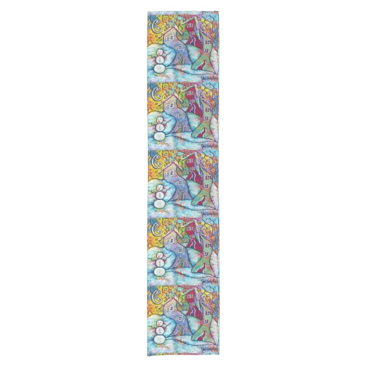 Wonderful Wacky Winter Snowman Table Runner Korte Tafelloper (Voorkant)