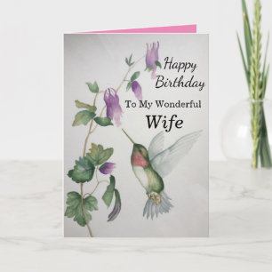 Wonderful Wife Birthday Hummingbird Card Kaart