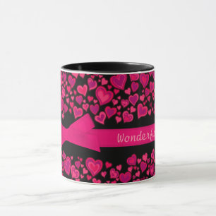 "Wonderful Wife x" harten rood roze zwart mok