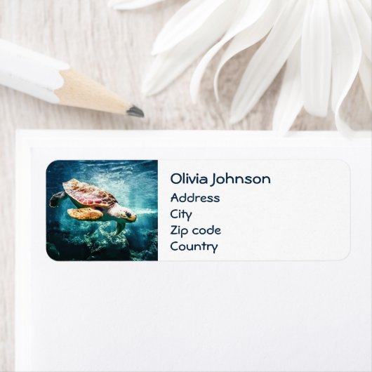 Wonderful Zee Turtle Ocean Life Turquoise Zee Etiket (Insitu)