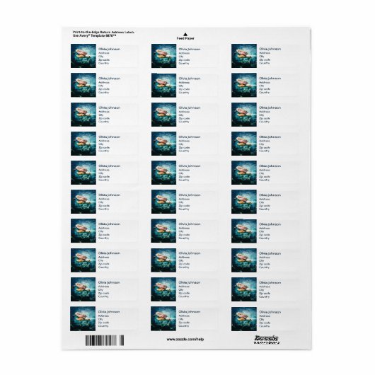 Wonderful Zee Turtle Ocean Life Turquoise Zee Etiket (Full Sheet)