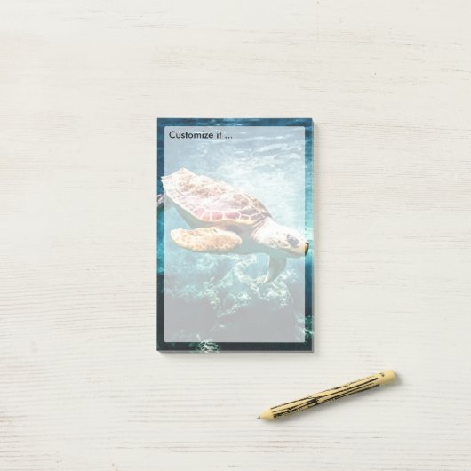 Wonderful Zee Turtle Ocean Life Turquoise Zee Post-it® Notes (Op bureau)