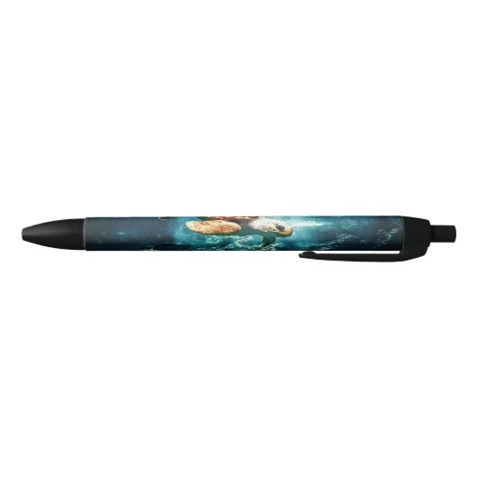Wonderful Zee Turtle Ocean Life Turquoise Zee Zwarte Inkt Pen (Bodem)