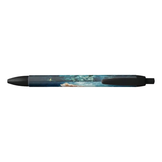 Wonderful Zee Turtle Ocean Life Turquoise Zee Zwarte Inkt Pen (Achterkant)