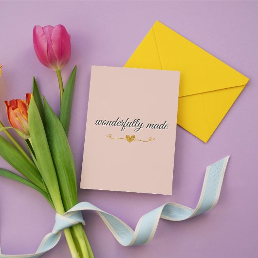 Wonderfully Made Christian Valentine Card – Pink Kaart