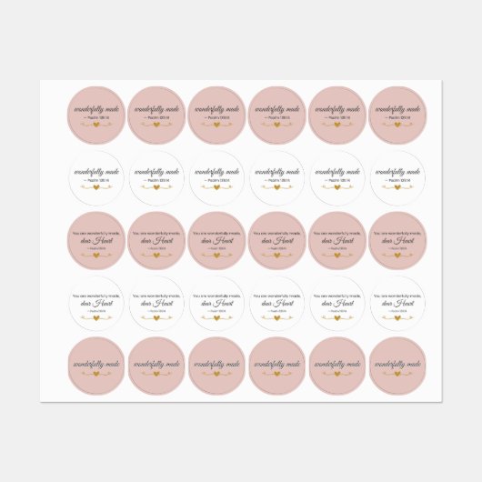 Wonderfully Made Psalm 139:14 Christian Labels (Vel)