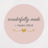 Wonderfully Made Psalm 139:14 Christian Labels (Design 1)