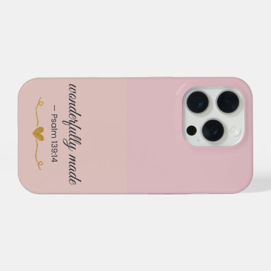 Wonderfully Made Psalm 139:14 Pink Minimalist  iPhone Hoesje (Achterkant horizontaal)