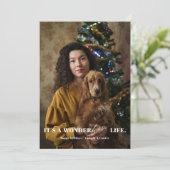 Wonderfur huisdier modern script minimalist foto feestdagenkaart (Staand voorkant)