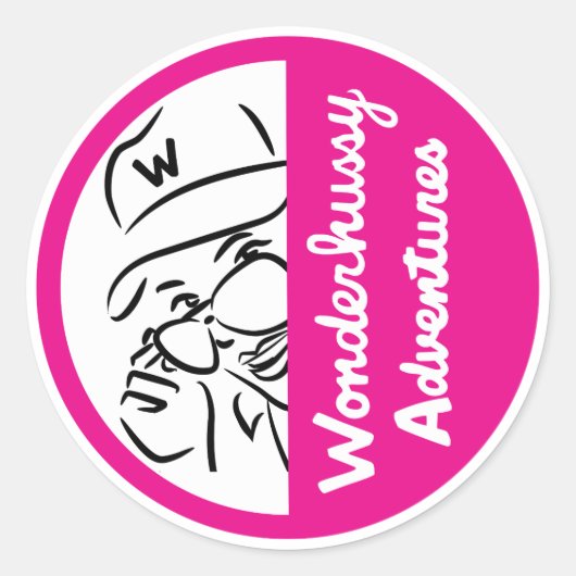 Wonderhussy Adventures Roze & Wit Peek-a-boo Ronde Sticker (Voorkant)