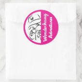 Wonderhussy Adventures Roze & Wit Peek-a-boo Ronde Sticker (Tas)