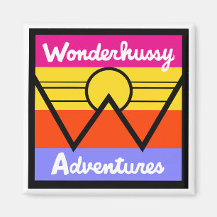 Wonderhussy Adventures Sunset Mountain Logo Magneet