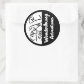 Wonderhussy Adventures Zwart & Wit Peek-a-boo Ronde Sticker (Tas)