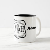 Wonderhussy Aventures B&W-woestijnbadge Tweekleurige Koffiemok (Voorkant rechts)