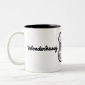 Wonderhussy Aventures B&W-woestijnbadge Tweekleurige Koffiemok (Links)
